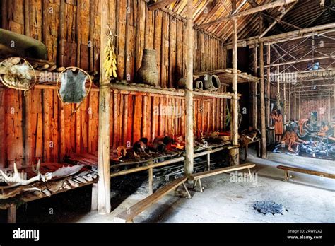 Interior Of Long House In A Prehistoric Iroquoian Village Located At