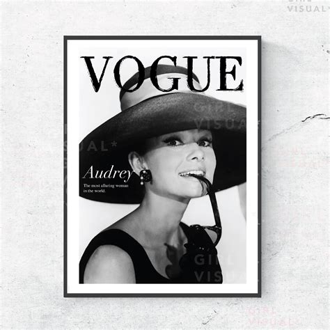 Audrey Hepburn Vogue Print So Chic Perfect For A Monochrome And Grey