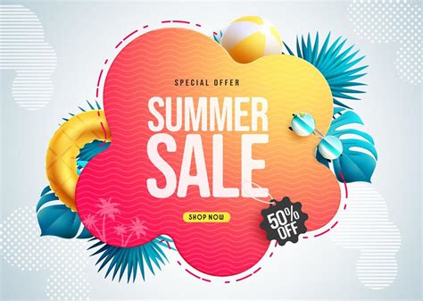 Summer Sale Vector Banner Design Summer Sale Special Offer Text In