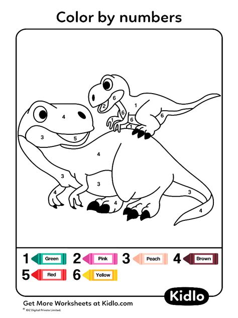 Colour By Numbers Printable Dinosaurs