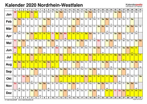 Kalender 2021 bayern als pdf oder excel. Kalender 2020 NRW: Ferien, Feiertage, Excel-Vorlagen
