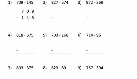 single digit subtraction worksheets