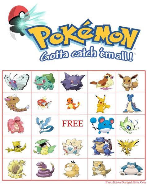 Items Similar To Pokemon Bingo Instant Downloadpokemon Go Gotta Catch