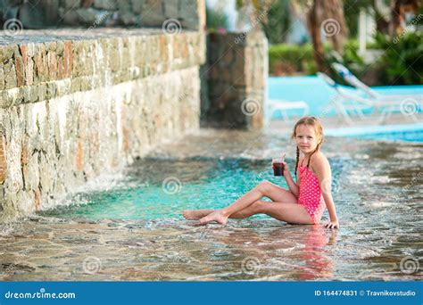 Little Adorable Girl In Outdoor Swimming Pool Stock Image Image Of