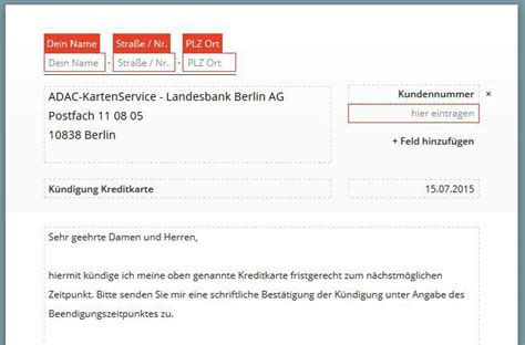 Maybe you would like to learn more about one of these? ADAC Kreditkarte kündigen - Vorlage - Download - CHIP