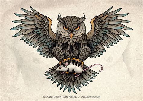 Owl Skull Tattoo By Sam Phillips Nz On Deviantart