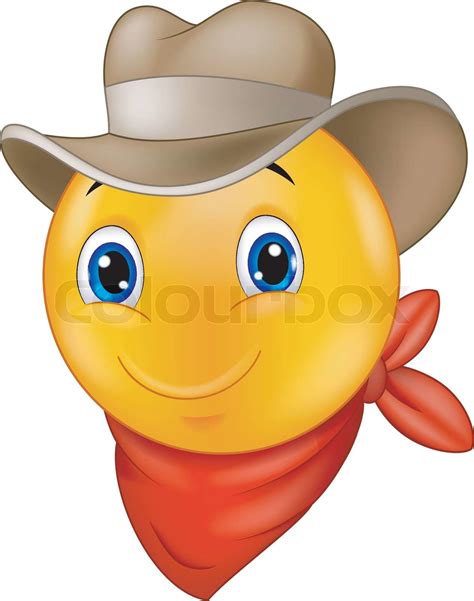 Cowboy Smiley Emoticon Cartoon Stock Vector Colourbox