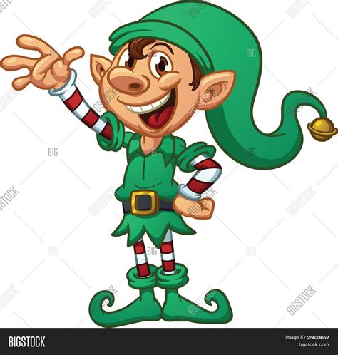 Cartoon Christmas Elf Vector And Photo Free Trial Bigstock