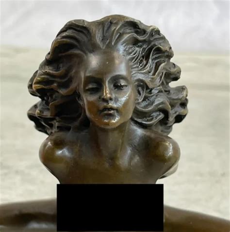 Art Deco Erotic Nude Girl Real Bronze Sculpture Hot Cast Figurine