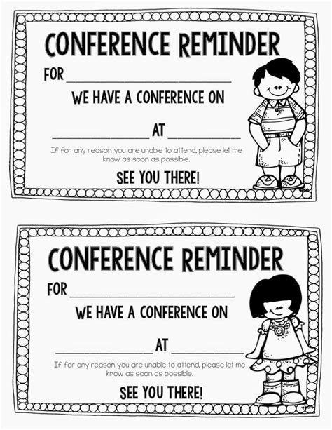 Free Printable Parent Teacher Conference Reminder Forms Printable