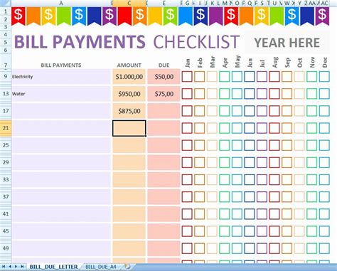 Bill Tracker Template Excel 6 Monthly Bill Tracker Templates Word