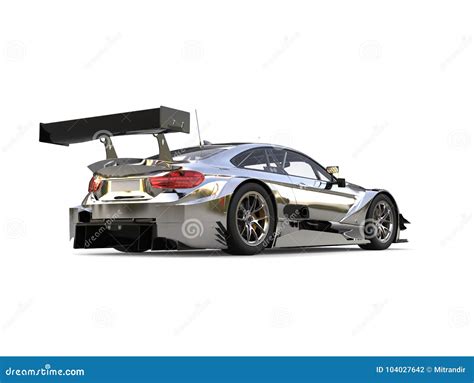 Amazing Modern Metallic Super Race Car Rear Wing View Stock
