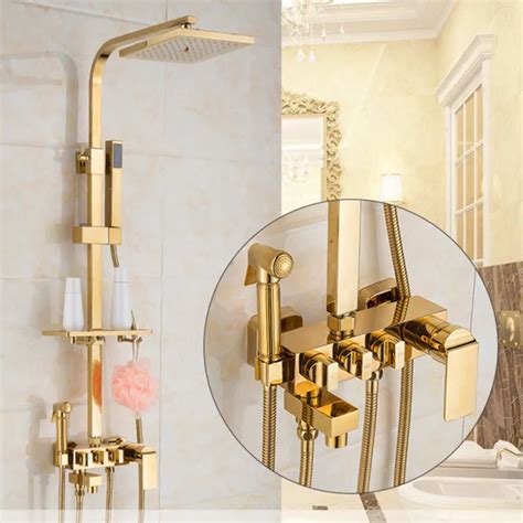 Buy Top Quality Brass Gold Shower Set With Fashion