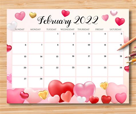 Monthly Desk Calendar February Calendar Print Calendar Calendar