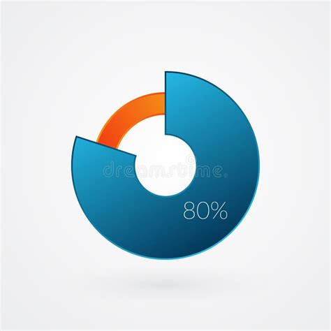 80 Percent Isolated Pie Chart Percentage Vector Infographic Gradient