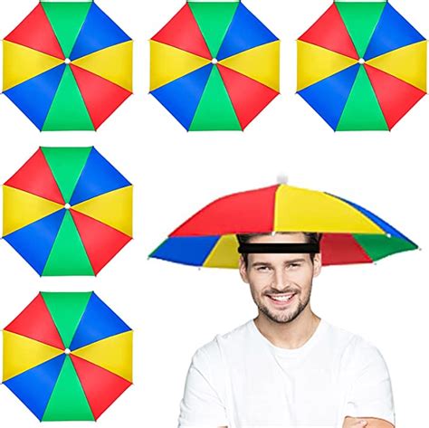 Yue 5 Pack Umbrella Caps With Elastic Bands Adjustable Rainbow