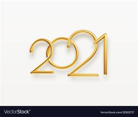 Realistic Gold Metal Inscription 2021 Gold Vector Image
