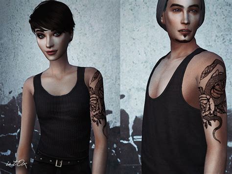 Snake And Roses Tattoo By Int0x From Tsr • Sims 4 Downloads