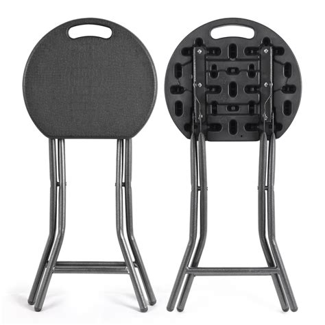 Rfiver Black Round Portable Plastic Folding Chairs 181 Inch 2 Pack