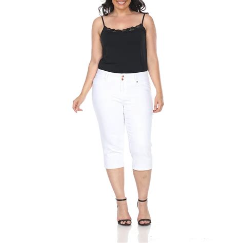 White Mark Womens Plus Size White Capri Jeans