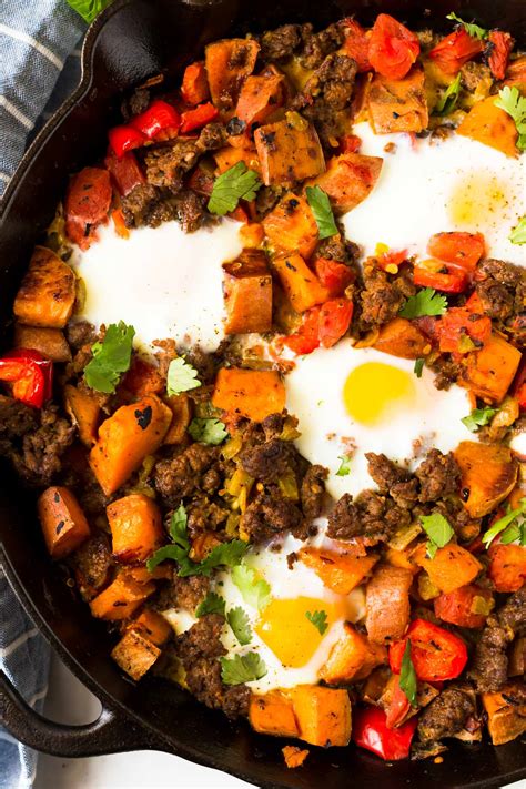 Loaded Sweet Potato Breakfast Hash With Sausage Whole30 Paleo The