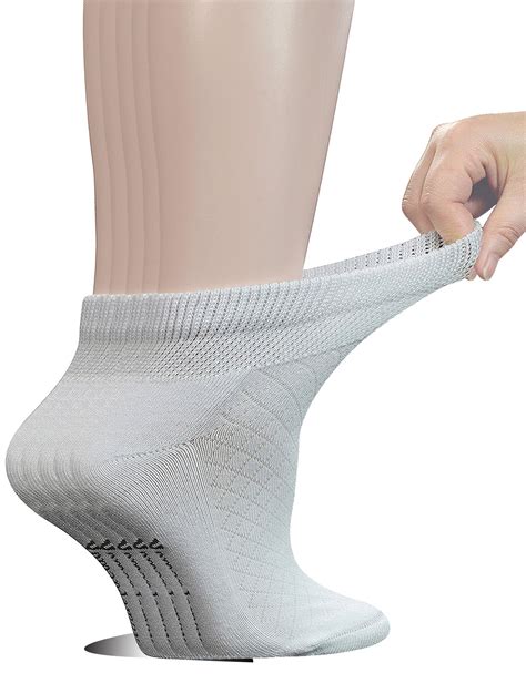 Yomandamor 5 Pairs Womens Cotton Ankle Breathable Mesh Diabetic Socks