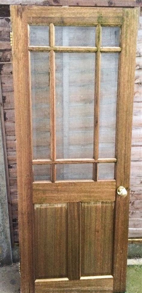 Oak Colour Wooden Internal Door With Glass Panels United Kingdom