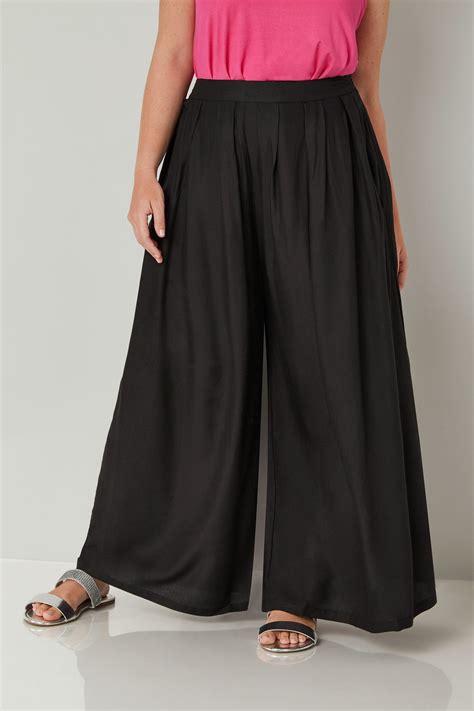 Yours London Black Wide Leg Trousers Plus Size 16 To 32
