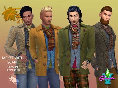 The Sims Resource Simmiev Fall21 Layered Jacket With Scarf