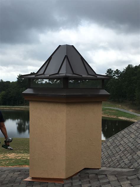 Roof gable with blue sky. Chimney cap | Chimney cap, Metal roof, Gazebo