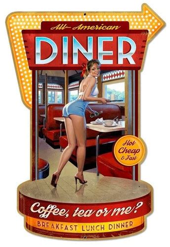 Diner Pinup Girl Metal Sign 12 X 18 Inches