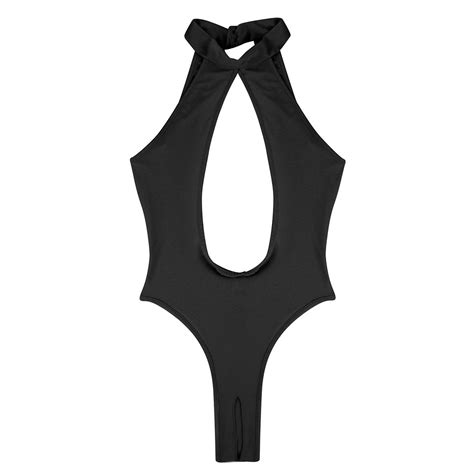 Buy Iiniim Womens Sexy One Piece Halter Neck Cutout Backless Teddy Mankini Swimwear Open Crotch