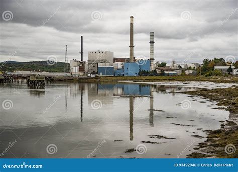 Paper Mill In Bucksport Maine Stock Photo Image Of Marina Dock 93492946