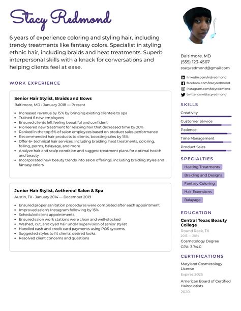 hair stylist resume example and writing tips for 2022