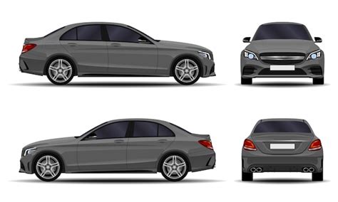 Premium Vector Realistic Car Sedan Front View Side View Back View