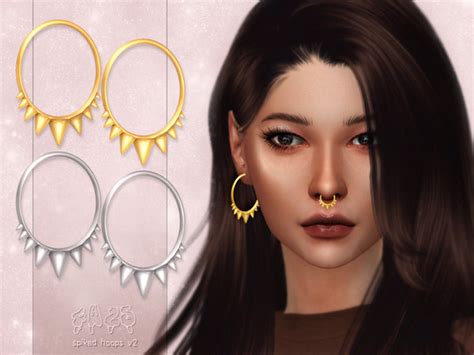 4w25 Ccs 4w25 Spiked Hoops V2 The Sims Sims 4 Septum Ring Nose