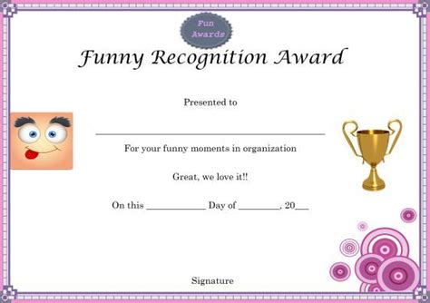 Funnyrecognitionaward Funny Awards Certificates Funny Awards