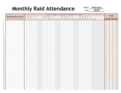 Create A New Workbook Using The Monthly Attendance Report Template