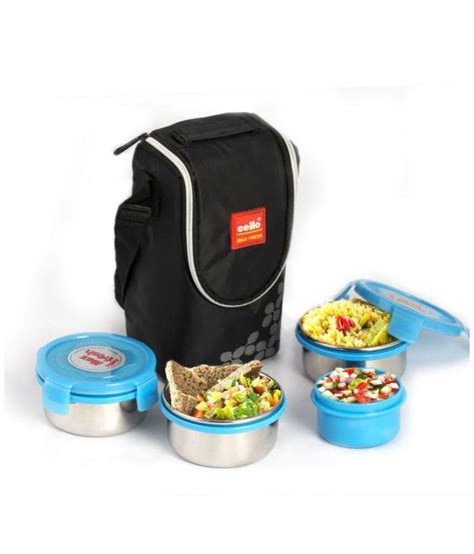 Cello Max Fresh Click 4 Container Lunch Box Blue Buy Online At Best