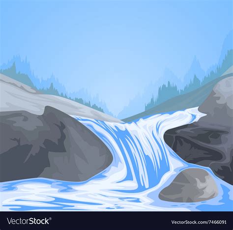 Waterfall Scene Royalty Free Vector Image Vectorstock