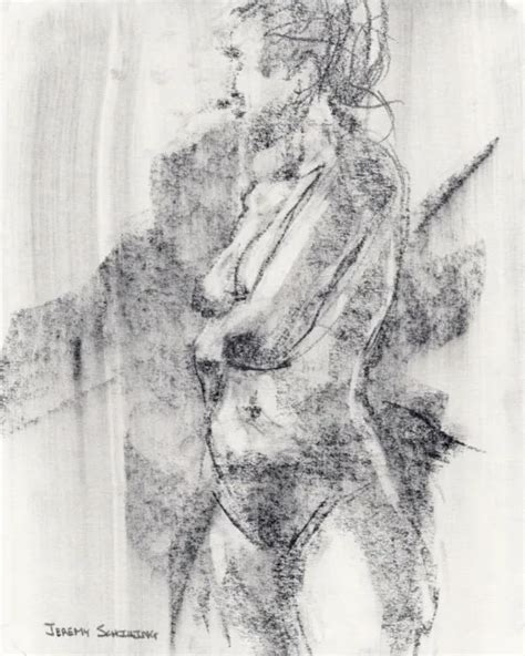 Female Nude Figure Original Graphite Drawing Naked Woman Realism Body