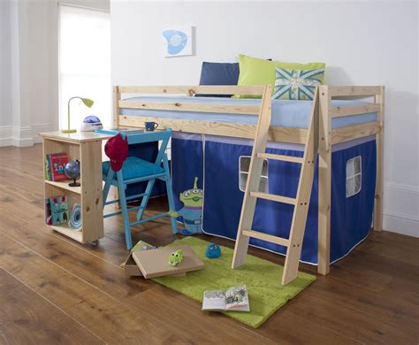 A cabin bed is a child's bed that is raised up off the ground. Mid Sleeper Wooden Pine Bunk Bed, Cabin bed+ Desk BLUE ...