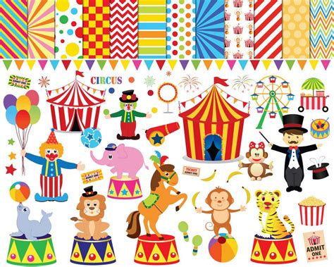 56 Circus Clipart Circus Clip Art Clowns Clipart Circus Etsy Clip