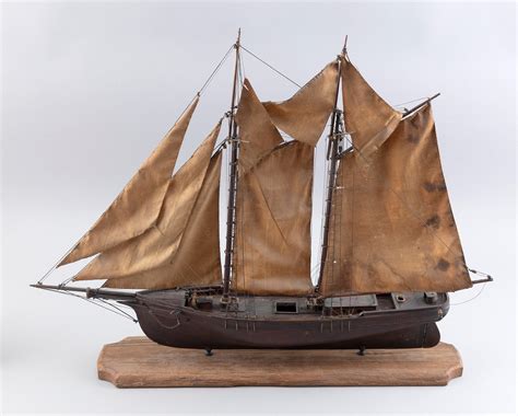 Sold Price Model Of A Two Masted Topsail Schooner 19th Century Total