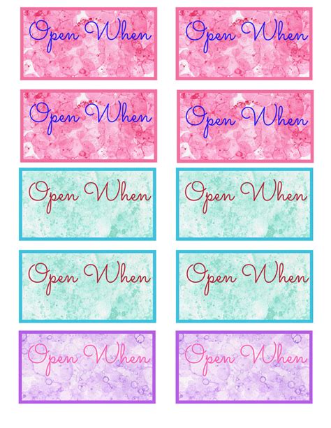 Free Printable Open When Letters Labels