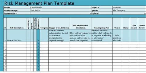 Risk Management Plan Template Download Projecttactics Project