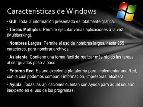 Principales características de windows