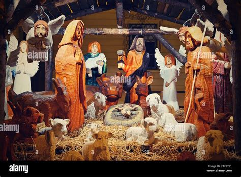 Beautiful Nativity Scene With Baby Jesus Traditional Christmas