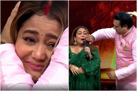 Indian Idol 13 Govinda Wipes Tears Of Crying Neha Kakkar Watch Video स्टेज पर इस बात पर रोने