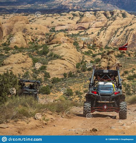 Vehicles On A Rugged Off Road Trail In Moab Utah Editorial Photo